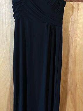 SL Fashion Elegant Black Ruched Maxi Dress Size 10